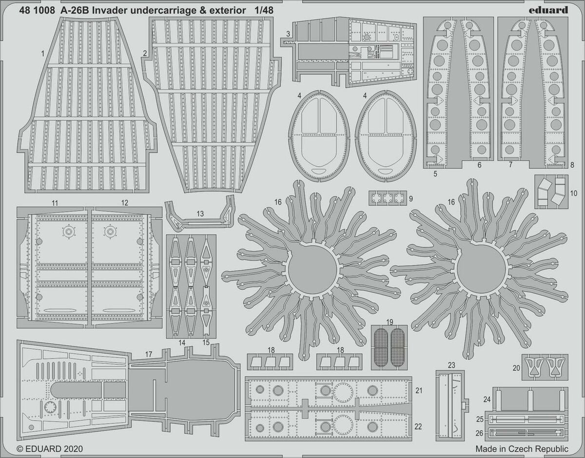Eduard 481008 A-26B Invader undercarriage &amp;amp; exterior for ICM 1/48
