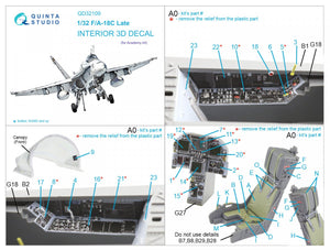 Quinta Studio QD32109 F/A-18C Late 3D-Printed &amp;amp; coloured Interior on decal paper (Academy) 1/32 – imagen 12