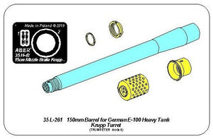 Aber 35L-261 150mm barrel with brake for German E-100 tank with Krupp turret 1/35 – image 3