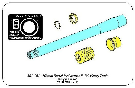 Aber 35L-261 150mm barrel with brake for German E-100 tank with Krupp turret 1/35 – image 3
