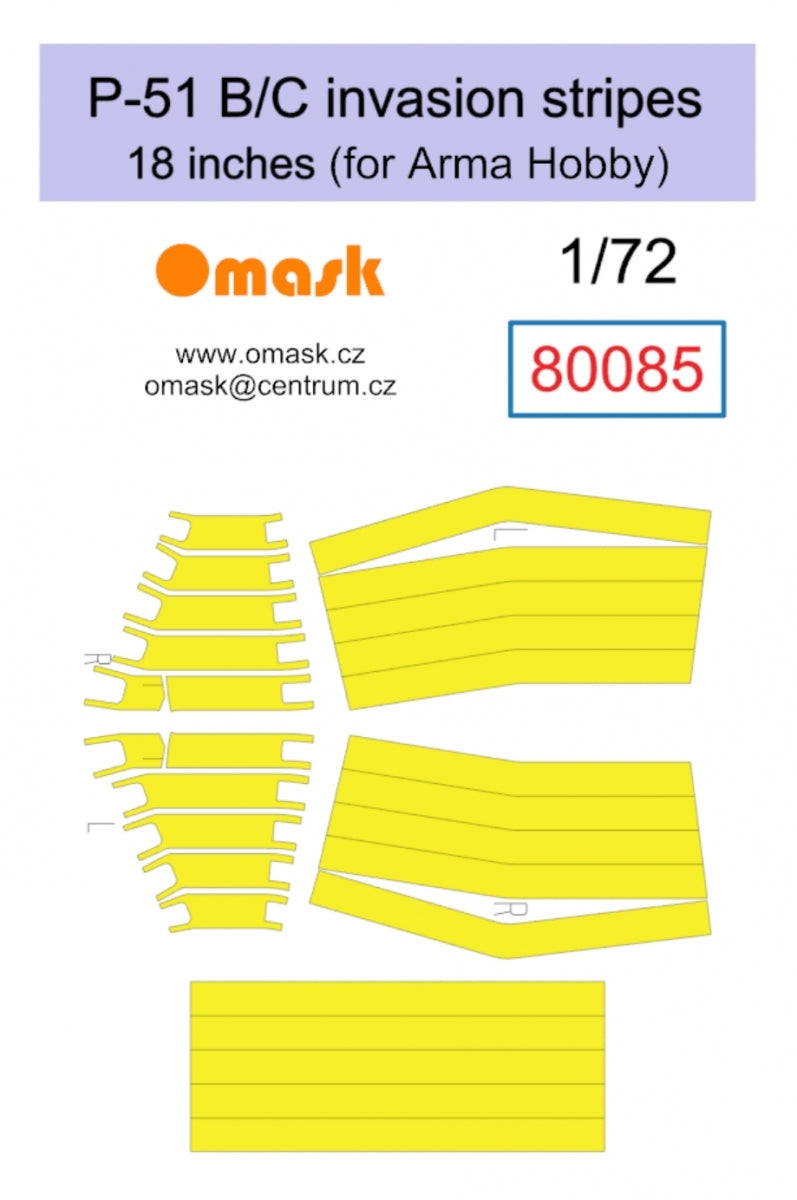 Bandes d&amp;#39;invasion Omask 80085 P-51 B/C 18 pouces (pour Arma Hobby) 1/72