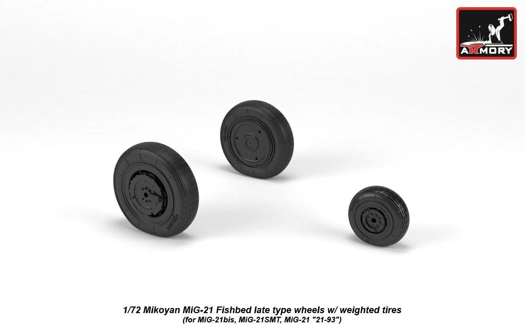 Armory Models AW72050 Mikoyan MiG-21 Fishbed wheels w/ weighted tires, late 1/72 – imagen 2
