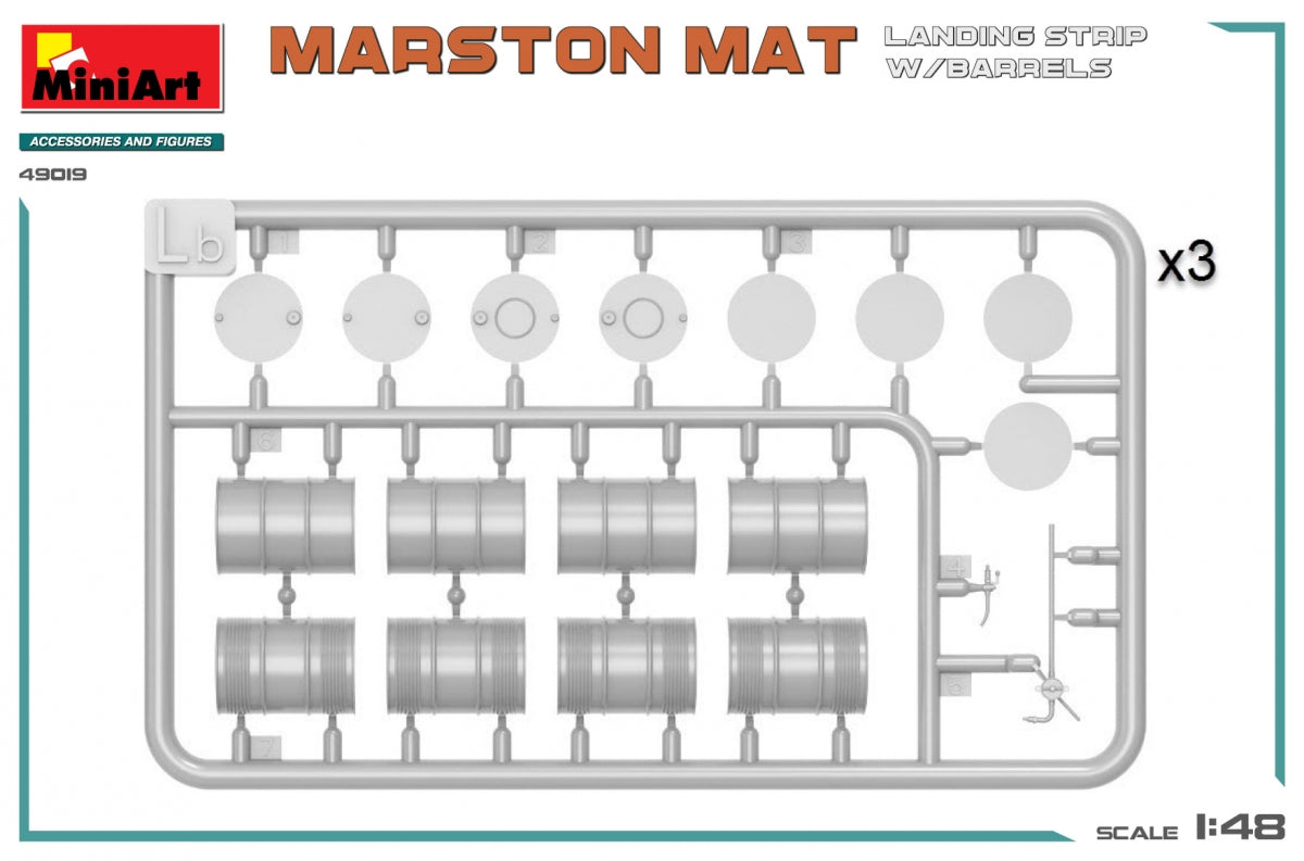 MiniArt 49019 MARSTON MAT LANDING STRIP w/BARRELS 1/48 – imagen 3