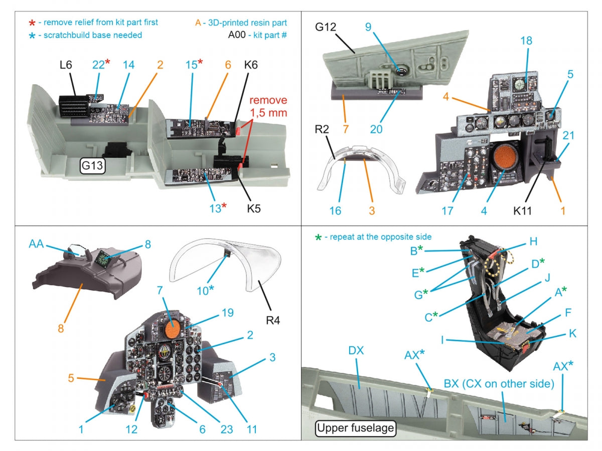 Quinta Studio QD+48489 F-4J Phantom II 3D-Printed &amp;amp; coloured Interior on decal paper (Academy) (with 3D-printed resin parts) 1/48 – Bild 3