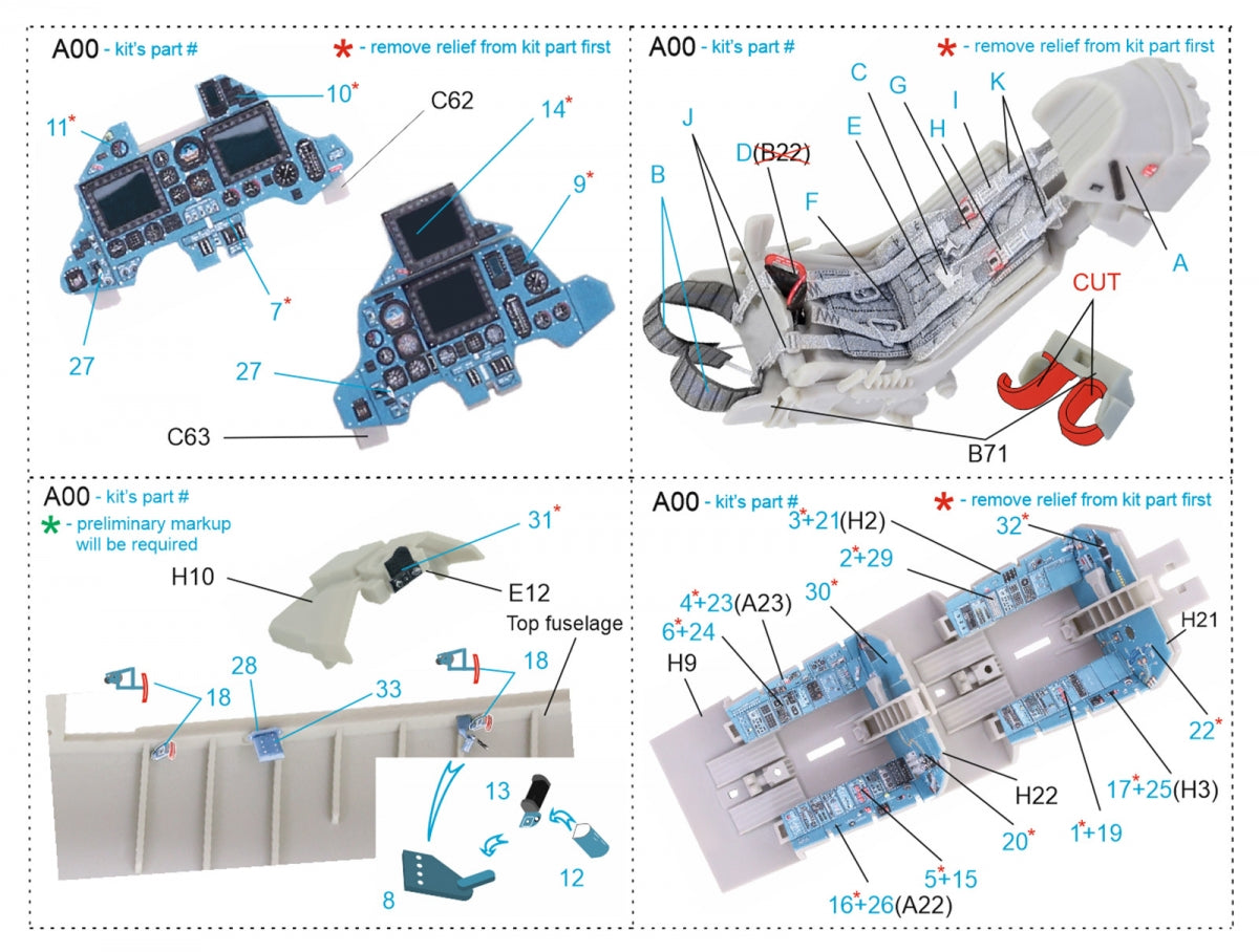 Quinta Studio QD48212 Su-30MKK 3D-Printed &amp;amp; coloured Interior on decal paper (KittyHawk) 1/48 – imagen 2