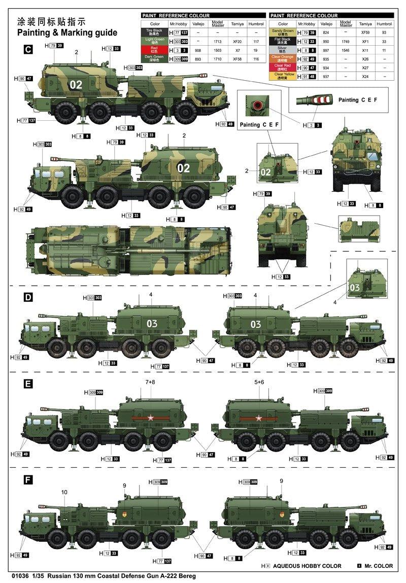 Trumpeter 01036 Russian 130mm Coastal Defense Gun A-222 Bereg 1/35 – imagen 2