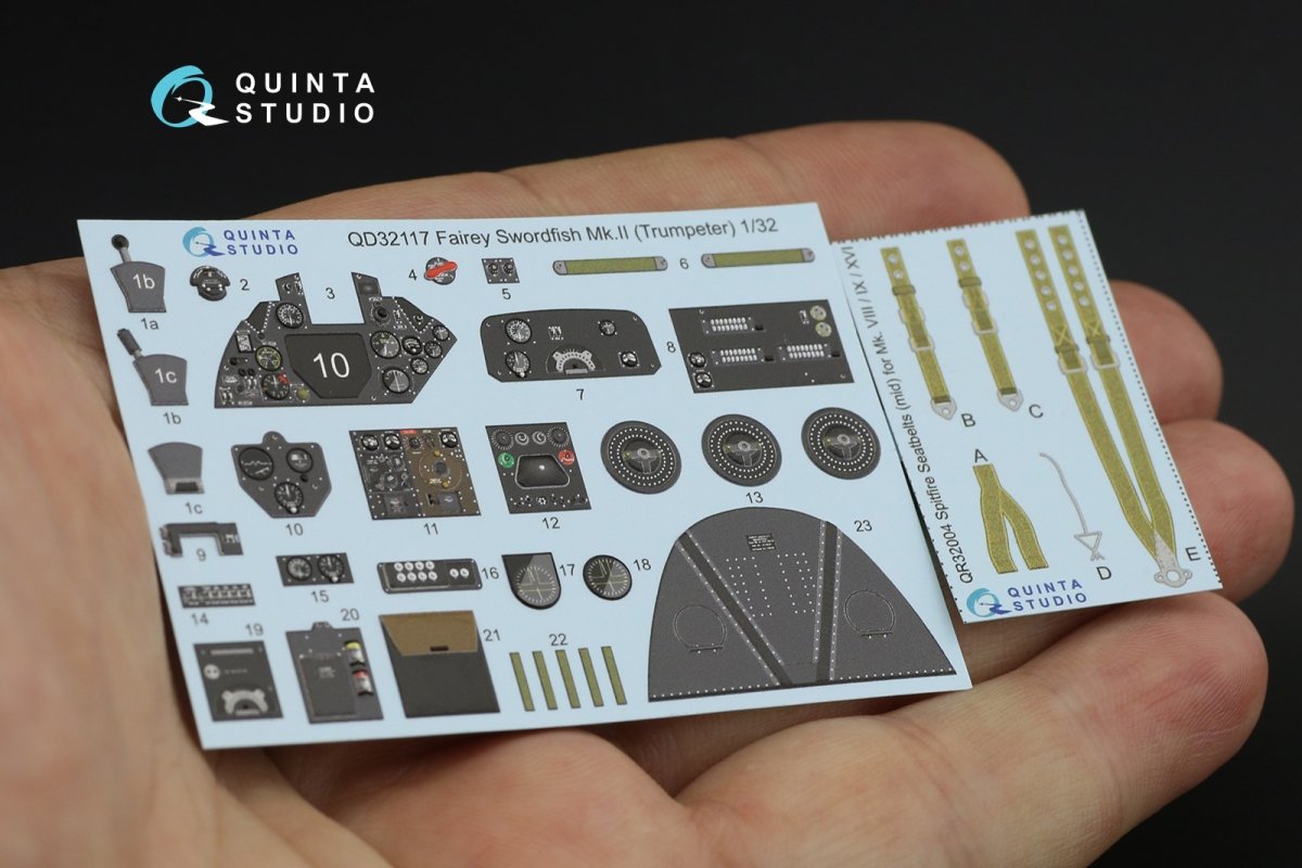 Quinta Studio QD32117 Fairey Swordfish Mk.II 3D-Printed &amp;amp; coloured Interior on decal paper (Trumpeter) 1/32 – Bild 7