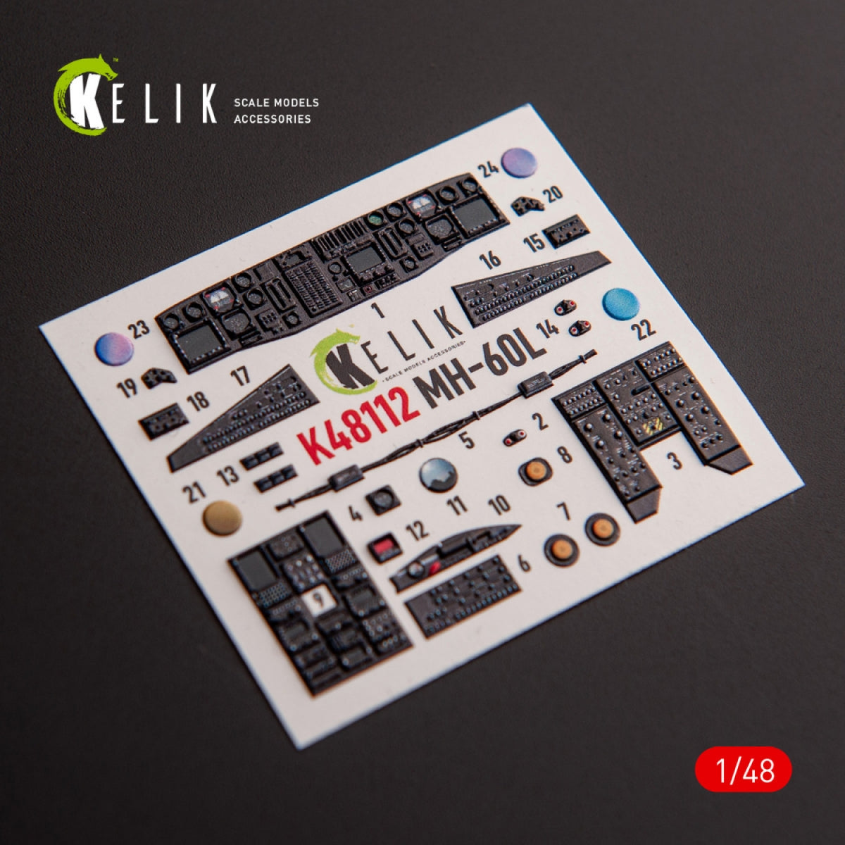 KELIK K48112 MH-60L Black Hawk - interior 3D decals for ICM kit 1/48 – imagen 3