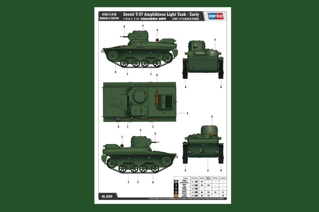 Hobby Boss 83818 Soviet T-37 Amphibious Light Tank Early 1/35 – imagen 2