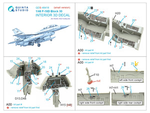 Quinta Studio QDS-48418 F-16D block 30 3D-Printed &amp;amp; coloured Interior on decal paper (Kinetic 2022 tool) (Small version) 1/48 – imagen 2