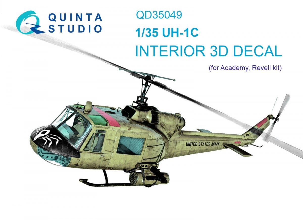 Quinta Studio QD35049 UH-1C 3D-Printed &amp; colored Interior on decal paper (Academy) 1/35