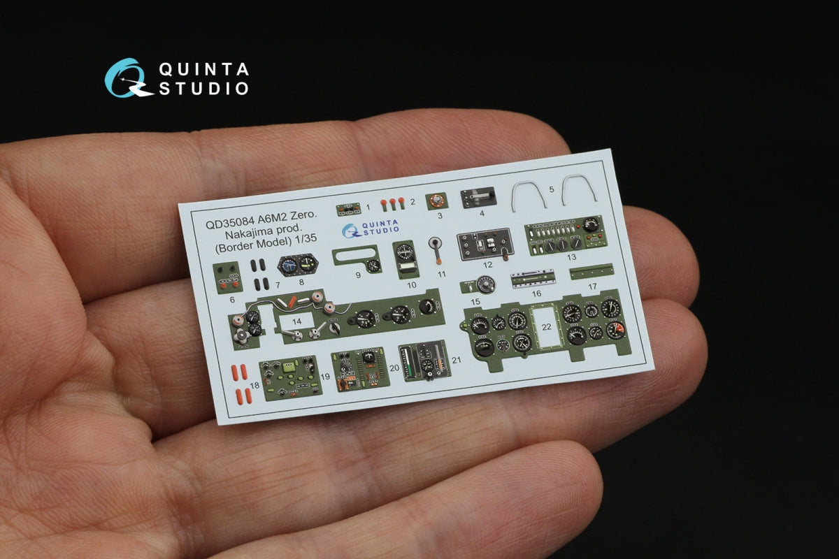Quinta Studio QD35084 A6M2 Zero (Nakajima Prod.) 3D-Printed &amp;amp; coloured Interior on decal paper (Border Model) 1/35 – zdjęcie 3