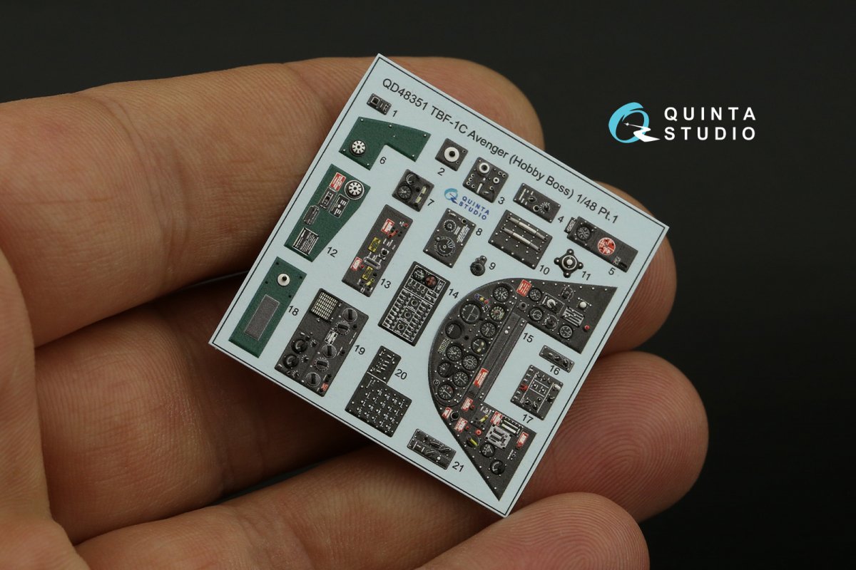 Quinta Studio QD48351 TBF-1C 3D-Printed &amp;amp; coloured Interior on decal paper (Hobby Boss) 1/48 – imagen 3