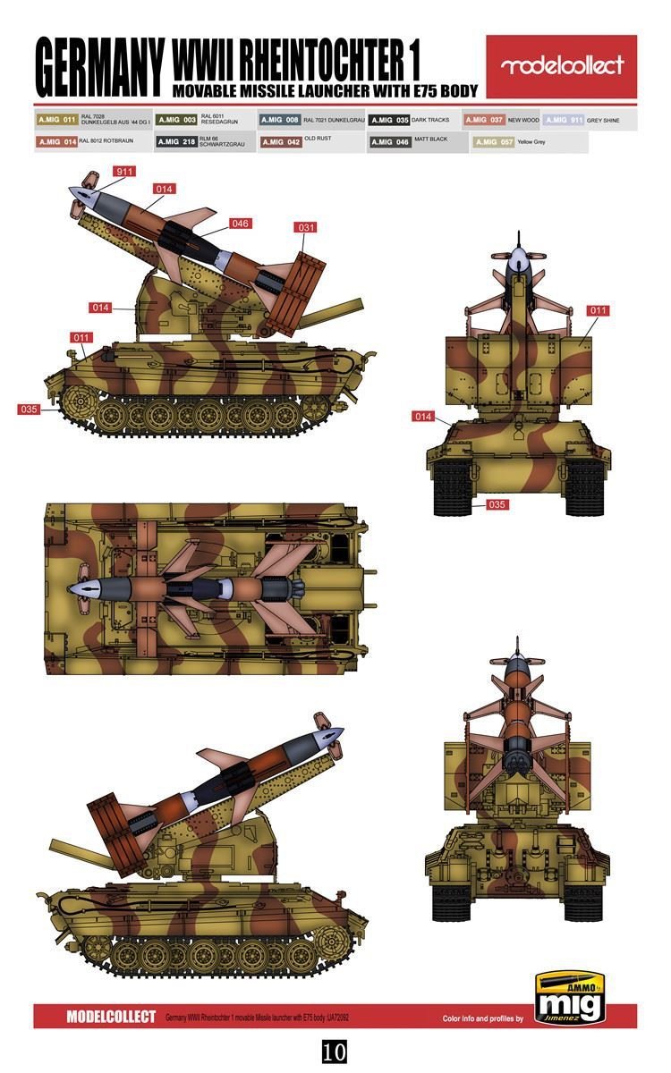 Modelcollect UA72092 Germany Rheintochter 1 movable Missile launcher with E75 body 1/72 – immagine 2