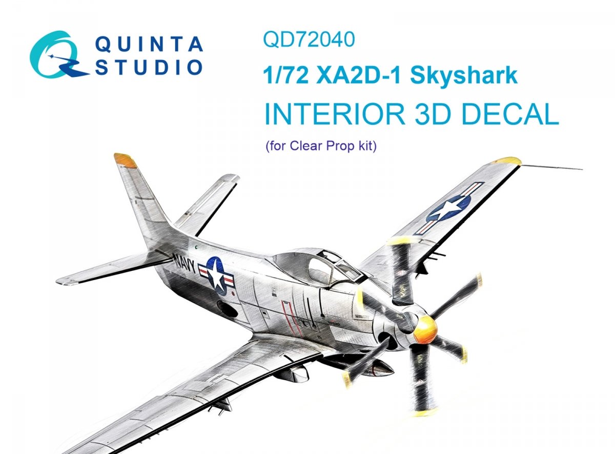 Quinta Studio QD72040 XA2D-1 3D-Printed &amp;amp; coloured Interior on decal paper (Clear Prop) 1/72