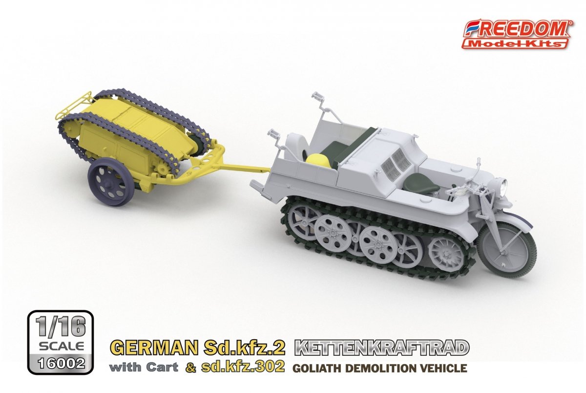Freedom 16002 GERMAN SD.KFZ.2 KETTENKRAFTRAD &amp;amp; SD.KFZ.302 GOLIATH DEMOLITION VEHICLE 1/16 – imagen 3