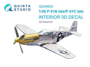 Intérieur coloré imprimé en 3D sur papier décalcomanie Quinta Studio QD48500 P-51B tardif/P-51C tardif (Eduard) 1/48