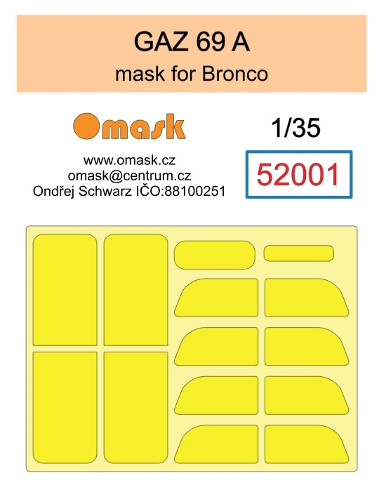 Masque Omask 52001 GAZ 69 A (pour Bronco) 1/35