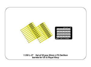 Aber 350L-27 Set of 20 pcs 20 mm L/70 Oerlikon Mk.10 barrels for US Navy ships 1/350 – image 6
