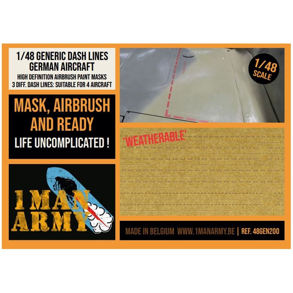 1 Man Army 48GEN200 Lignes de tirets génériques Avions allemands 1/48