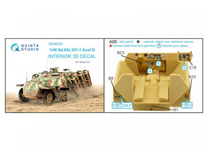 Quinta Studio QD48293 Sd.Kfz 251/1 Ausf.D 3D-Printed &amp;amp; coloured Interior on decal paper (Tamiya) 1/48 – imagen 2