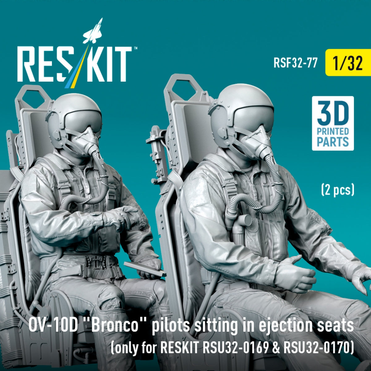 RESKIT RSF32-0077 OV-10D &amp;quot;Bronco&amp;quot; pilots sitting in ejection seats (2 pcs) (only for RESKIT RSU32-0169 &amp;amp; RSU32-0170) (3D Printed) 1/32 – imagen 2