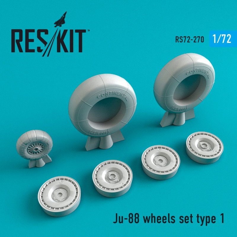 RESKIT RS72-0270 Jeu de roues Ju-88 type 1 1/72