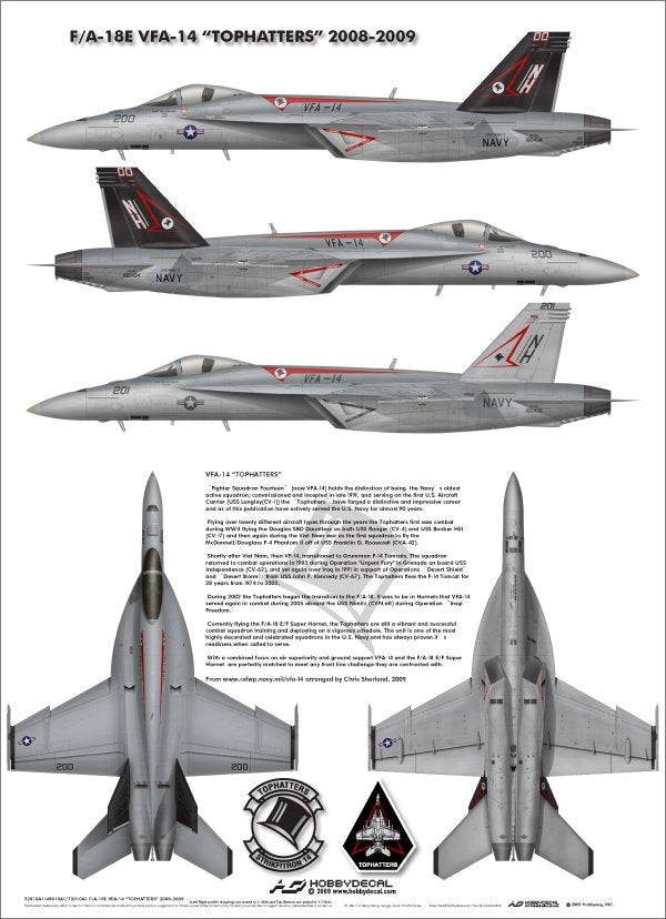 HobbyDecal AL48010V1 F/A-18E Tophatters 2008-2009 1/48