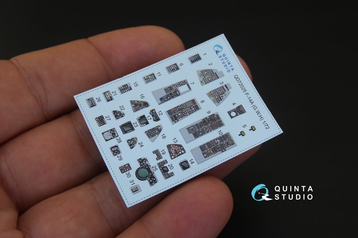 Quinta Studio QD72025 F-14A 3D-Printed &amp;amp; coloured Interior on decal paper (for GWH kit) 1/72 – imagen 3