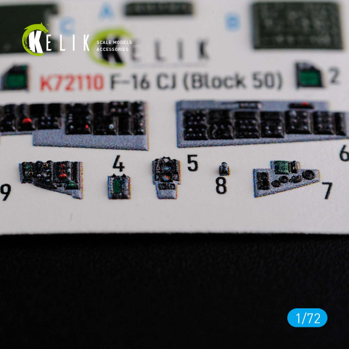 Décalcomanies 3D intérieures KELIK K72110 F-16 CJ (Block 50) pour maquette Tamiya au 1/72 – image 5