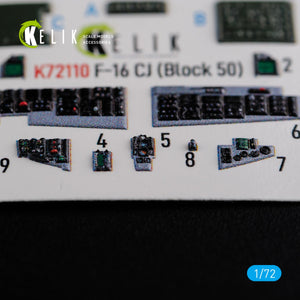 Décalcomanies 3D intérieures KELIK K72110 F-16 CJ (Block 50) pour maquette Tamiya au 1/72 – image 5