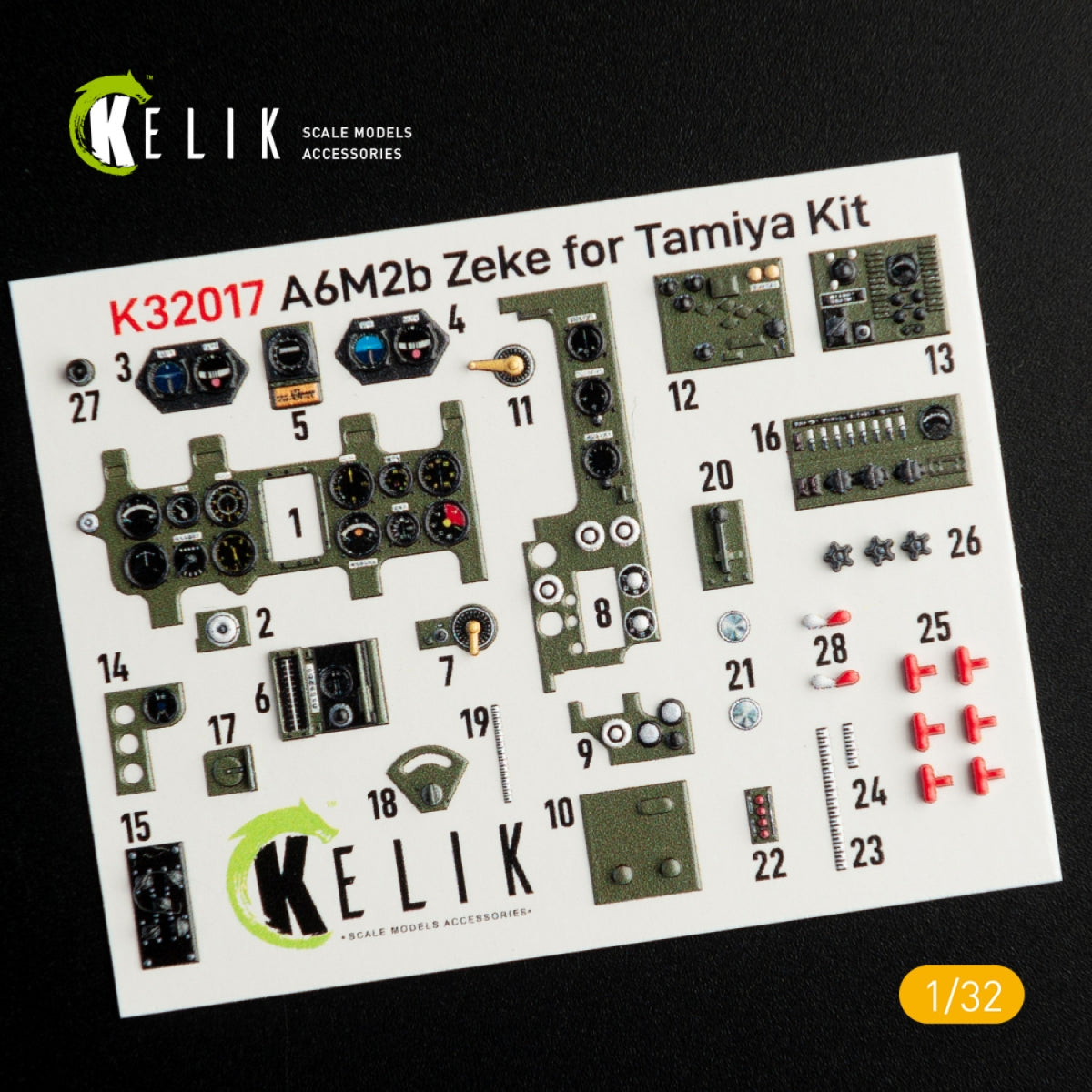 KELIK K32017 A6M2B ZEKE - INTERIOR 3D DECAL FOR TAMIYA KIT 1/32 – imagen 2