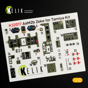 KELIK K32017 A6M2B ZEKE - INTERIOR 3D DECAL FOR TAMIYA KIT 1/32 – imagen 2