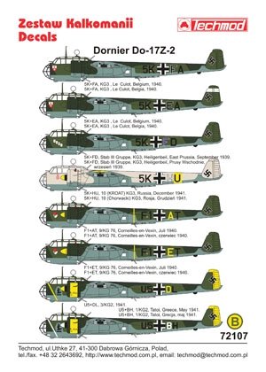 Techmod 72107 - Dornier Do 17Z 1/72 – zdjęcie 2