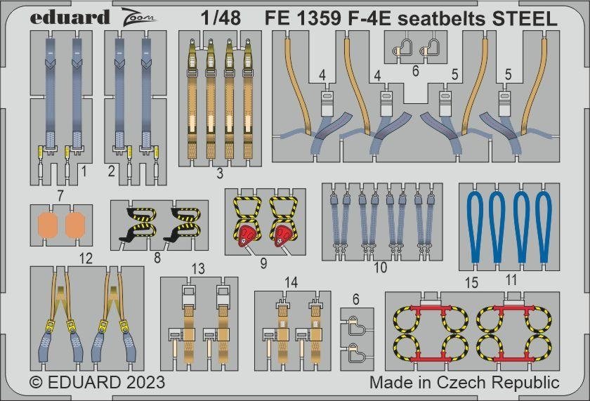 Eduard FE1359 F-4E seatbelts STEEL MENG 1/48