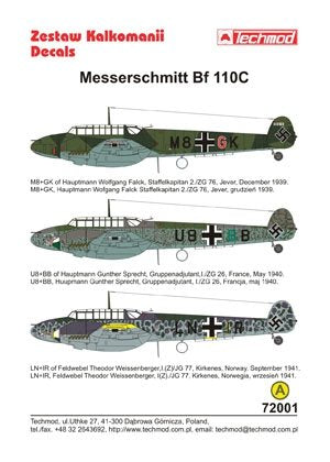Techmod 72001 - Messerschmitt Bf 110C 1/72 – immagine 2