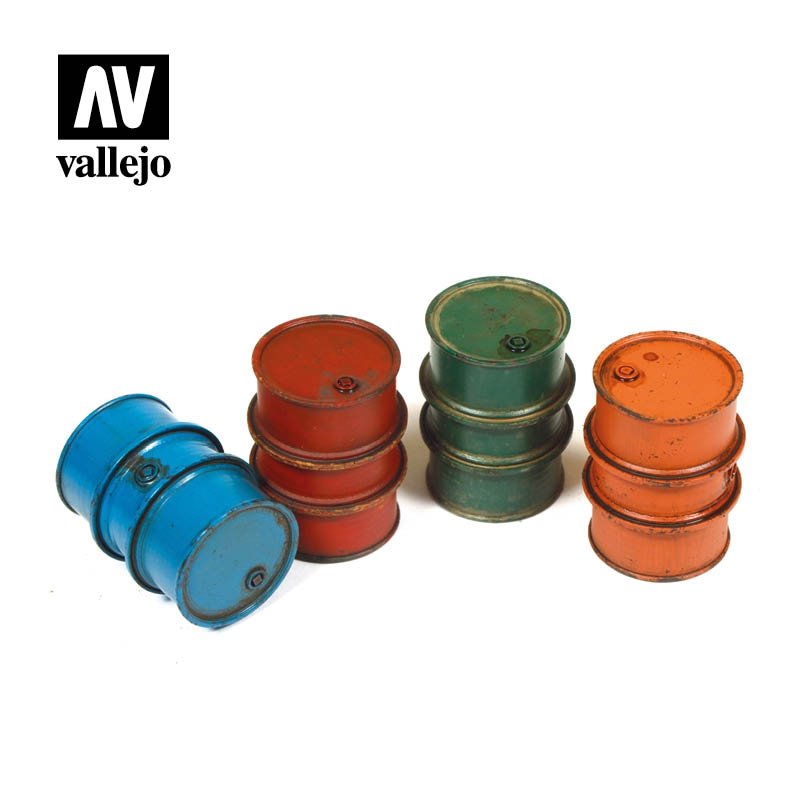 Accessoires pour diorama Vallejo SC203 : fûts de carburant civils, échelle 1/35
