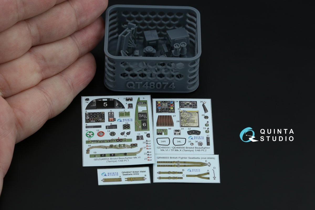 Quinta Studio QD+48554 Bristol Beaufighter Mk.VI 3D-Printed &amp;amp; coloured Interior on decal paper (Tamiya) (with 3D-printed resin parts) 1/48 – imagen 3