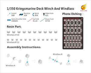 Very Fire DKM04 Kriegsmarine deck winch and windlass 2 types (22 sets) 1/350 – Bild 2