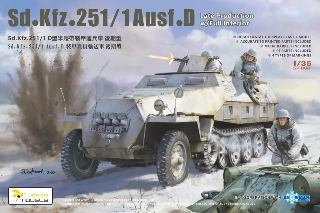 Vespid Models SP-8001 Sd.kfz.251/1 Ausf.D Late Production w/ Full Interior 1/35