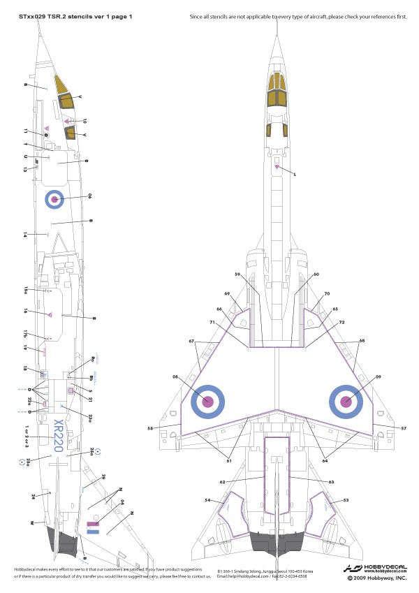 HobbyDecal ST48029V1 BAC TSR.2 Stencils ver 1 1/48 – Bild 2