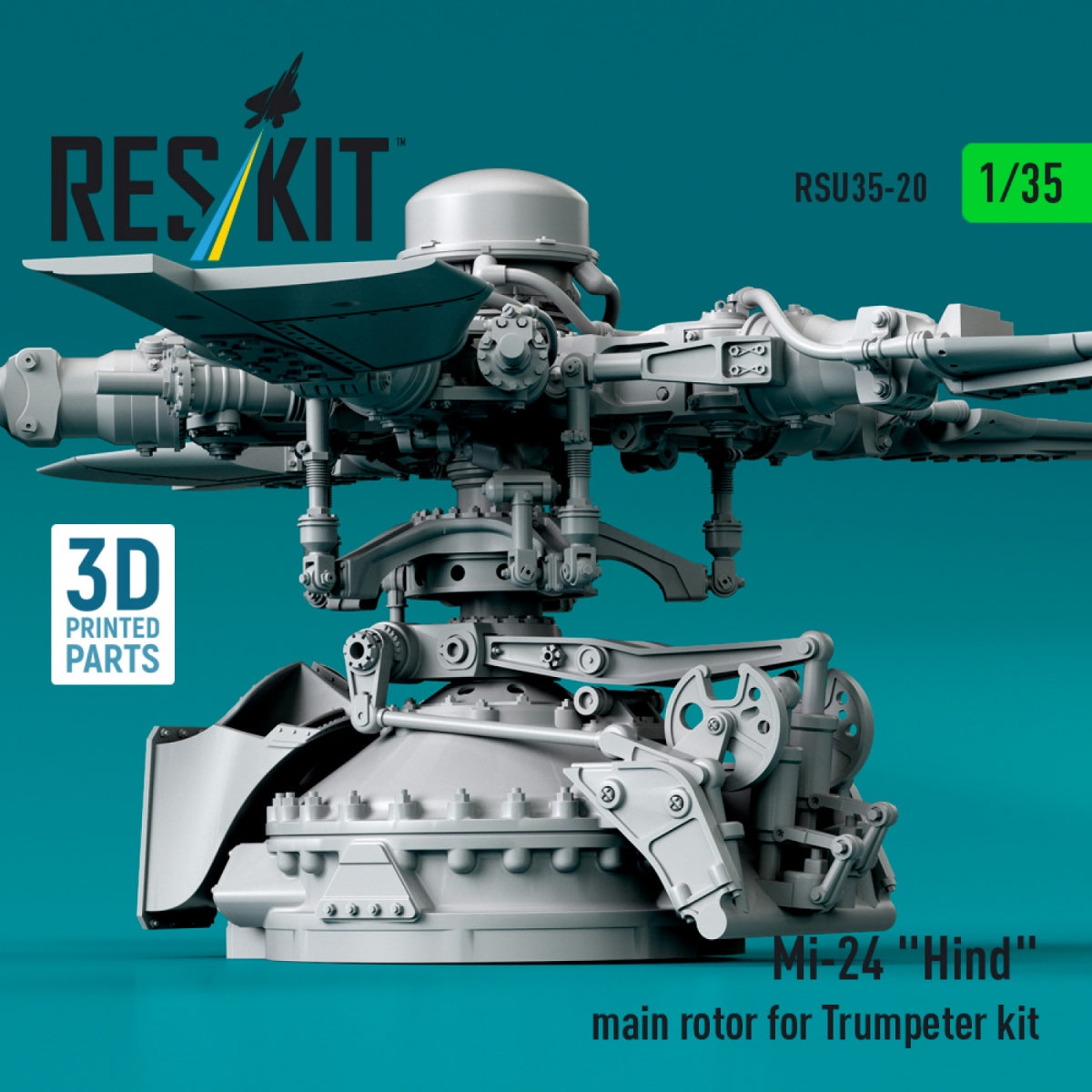 RESKIT RSU35-0020 Mi-24 &amp;quot;Hind&amp;quot; main rotor for Trumpeter kit (3D Printed) 1/35 – immagine 5