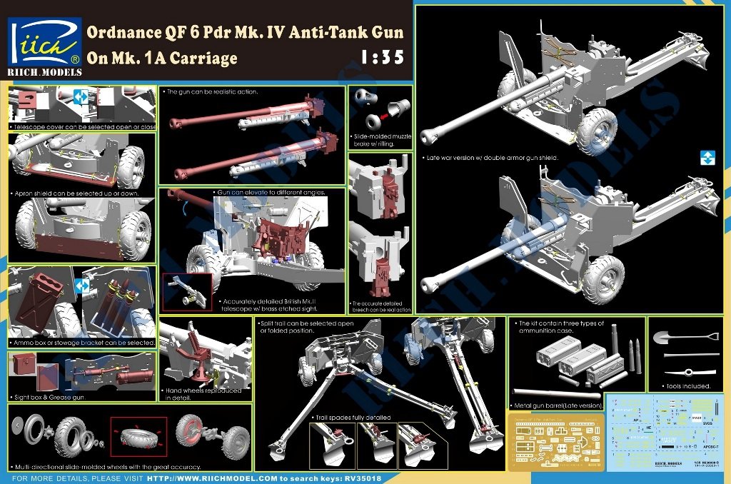 Riich Models RV35018 British Ordnance QF 6 pdr Mk IV Anti-Tank Gun and Mk 1a 1/35 – Bild 2