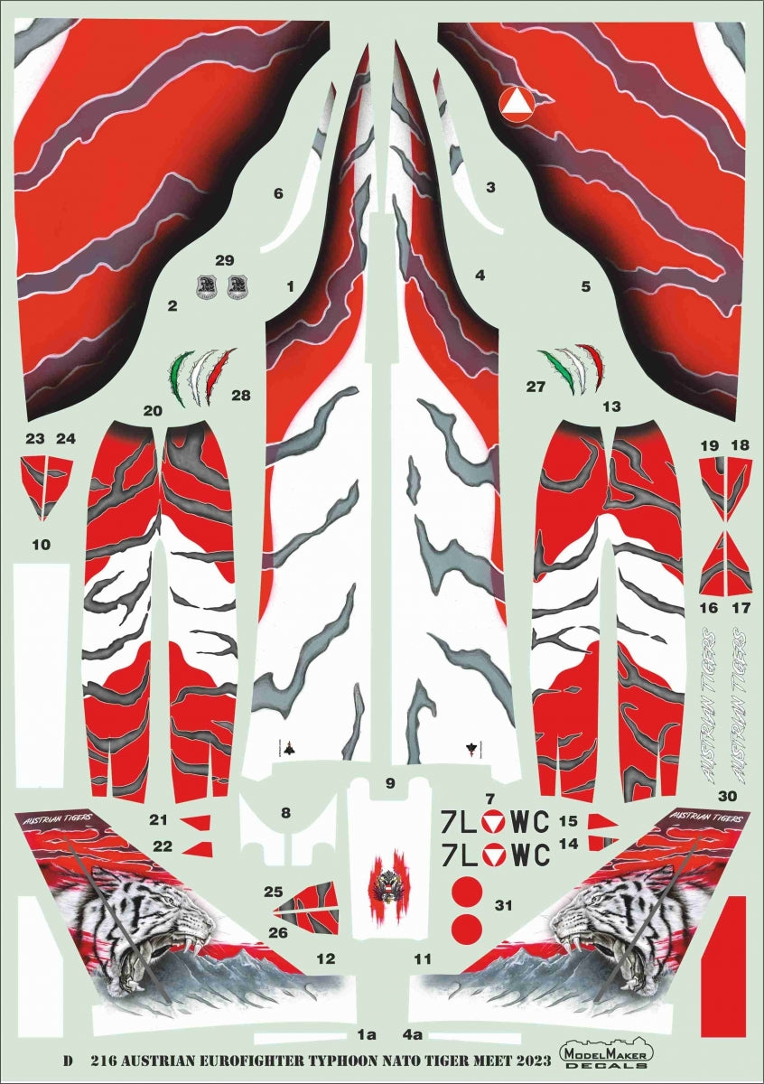 ModelMaker Decals D48216 Austrian Eurofighter Typhoon NATO Tiger Meet 2023 1/48 – imagen 2
