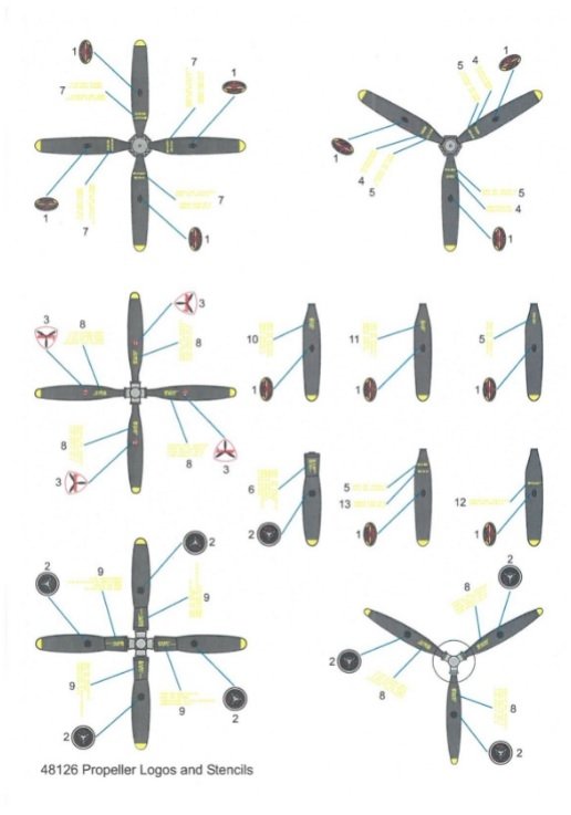 Techmod 48126 Propeller Stencils 1/48 – zdjęcie 3