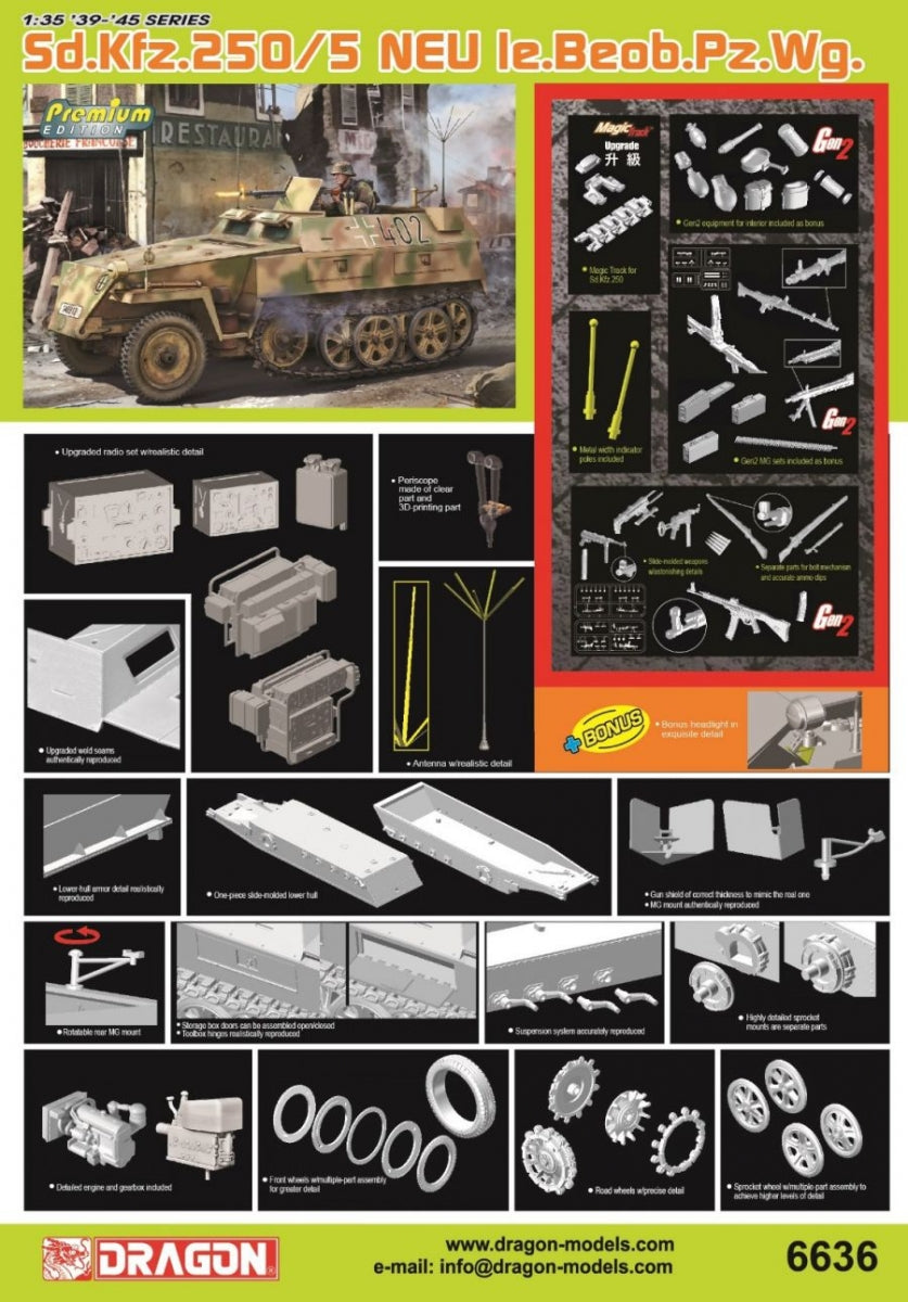 Dragon 6636 Sd.Kfz. 250/5 NEU le Beob.Pz.According to 1/35