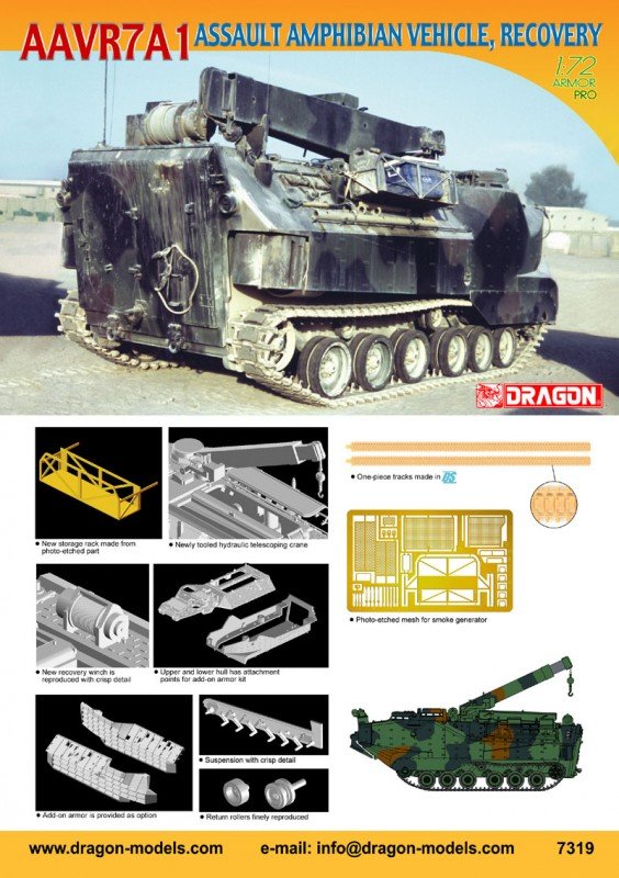 Dragon 7319 AAVR7A1 Assault Amphibian Vehicle, Recovery 1/72 – imagen 2