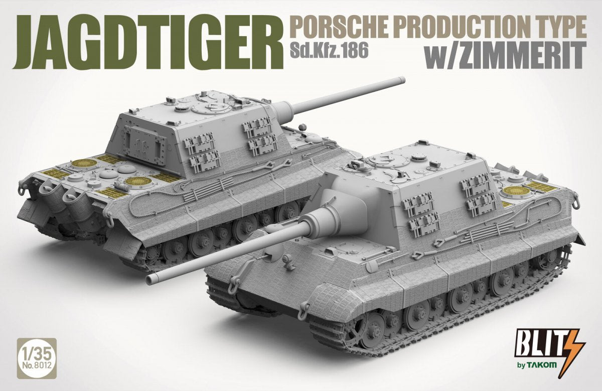 Takom 8012 JAGDTIGER PORSCHE PRODUCTION TYPE Sd.Kfz.186 w/ZIMMERIT 1/35 – imagen 3