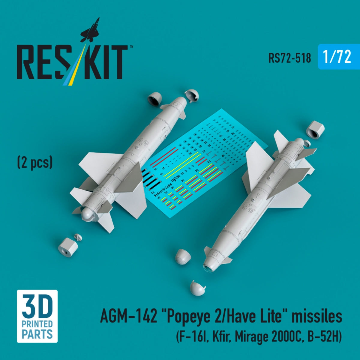 RESKIT RS72-0518 AGM-142 &amp;quot;Popeye 2/Have Lite&amp;quot; missiles (2 pcs) (3D Printed) 1/72