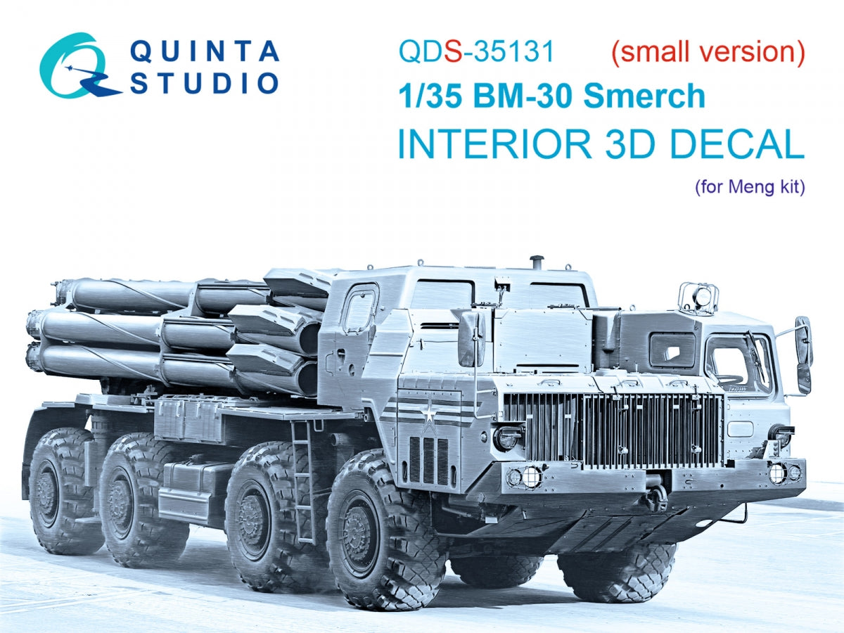 Quinta Studio QDS-35131 BM-30 Smerch 3D-Printed &amp;amp; colored Interior on decal paper (Meng) (Small version) 1/35